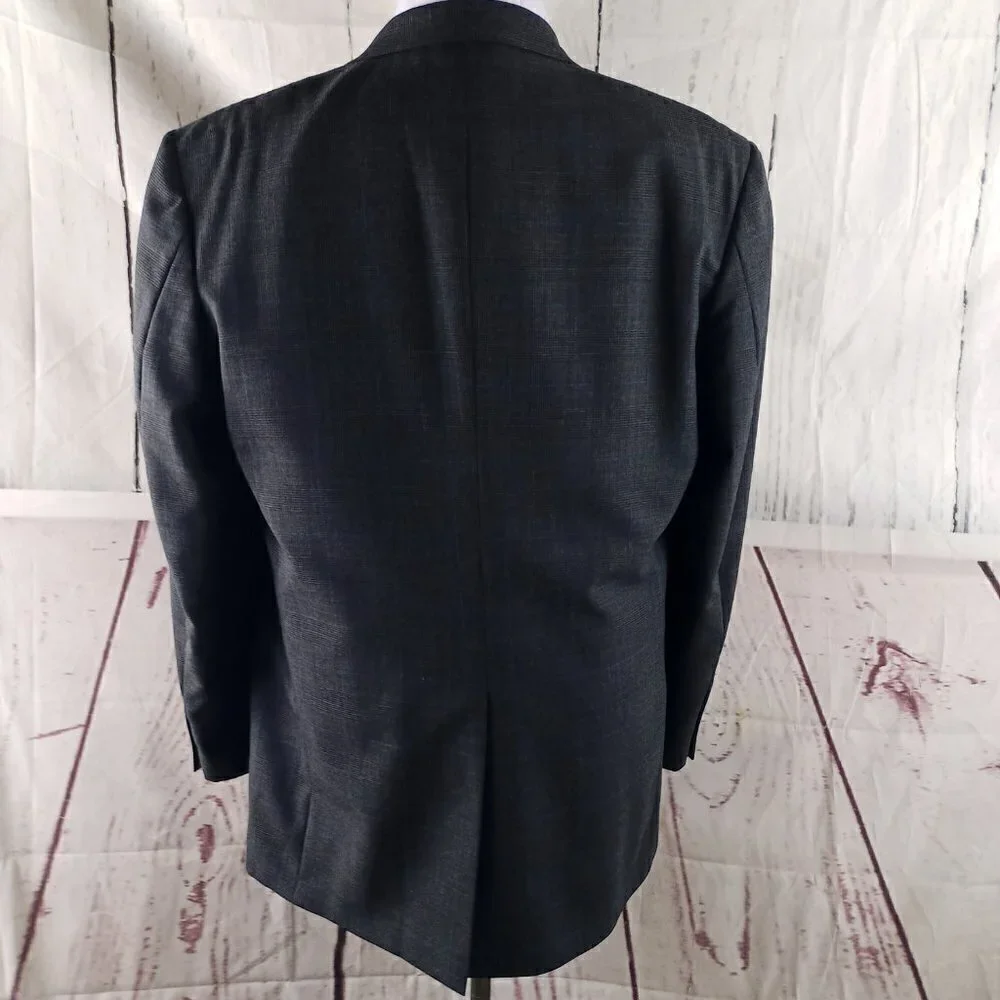 Lands'End 43L Wool 2 Button Multicolor Glen Plaid 2pc Suit 35x29 Pleated